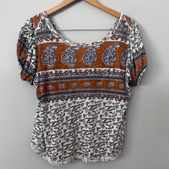 Free People Tops - Free People Paisley Pull Sleeve Swing Top Women Small Oversized Floral Boho